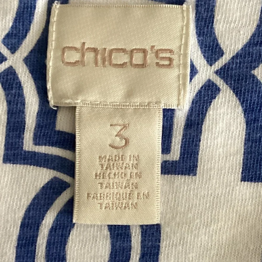 Chico’s Graphic Geo Cotton Slub Top Sz 3‎ (XL/16) #163H